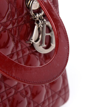 Christian Dior Patent Cannage Medium Lady Dior Red 10 of 11