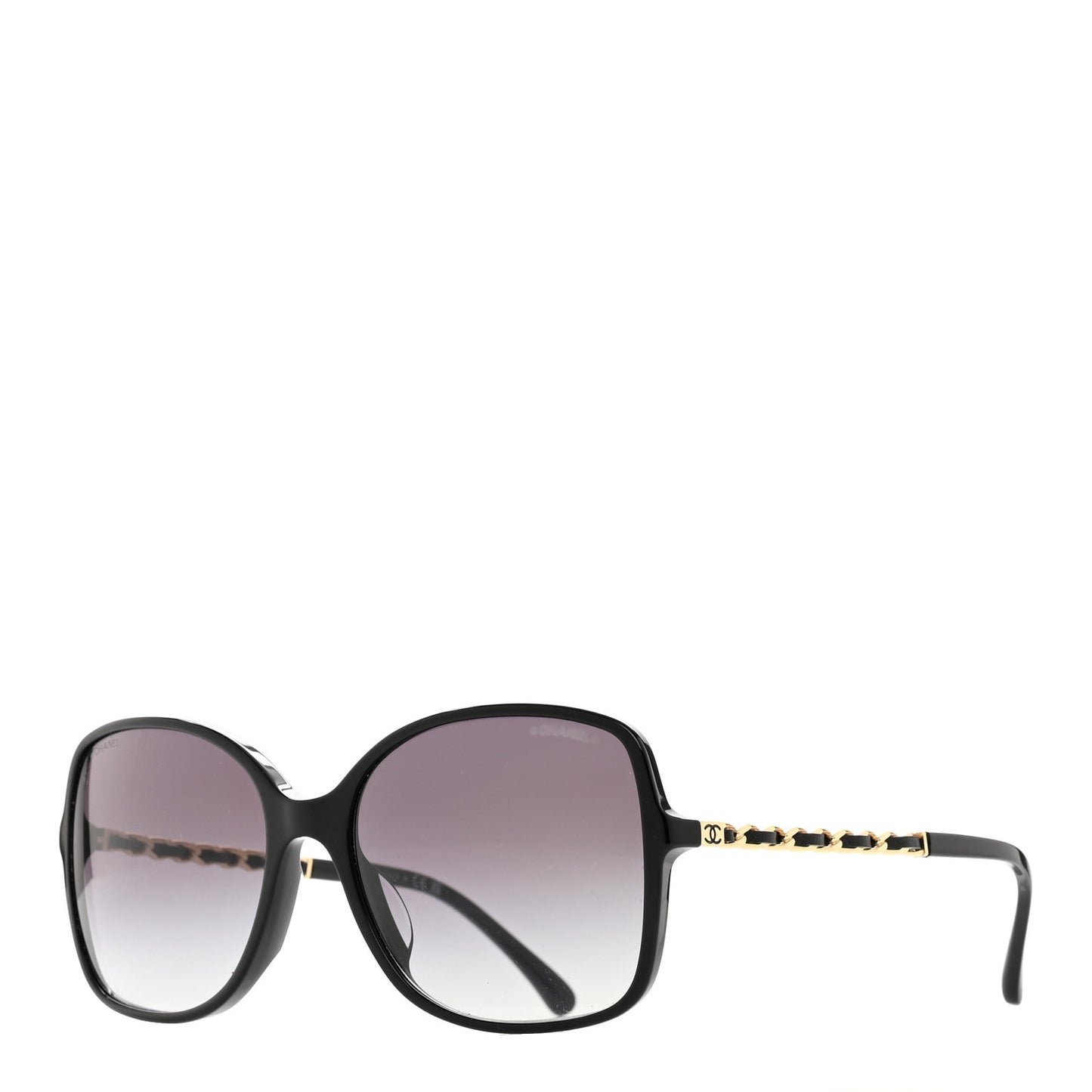 Lambskin Square Chain Sunglasses 5210-Q-A Black