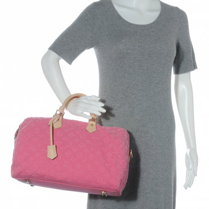 Louis Vuitton Denim Monogram Stone Speedy 35 Rose 2 of 8