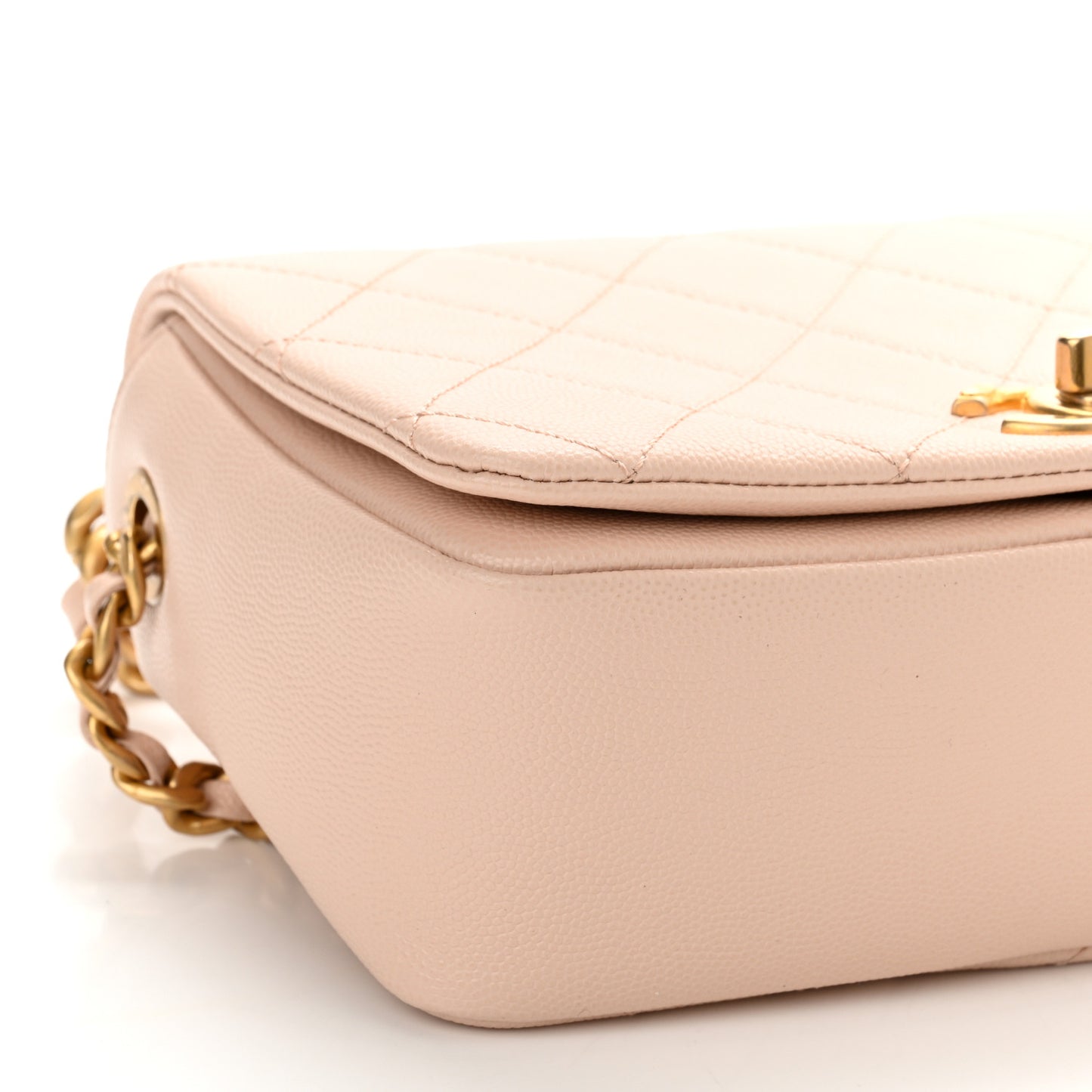 Caviar Quilted Small Fashion Therapy Flap Bag Beige