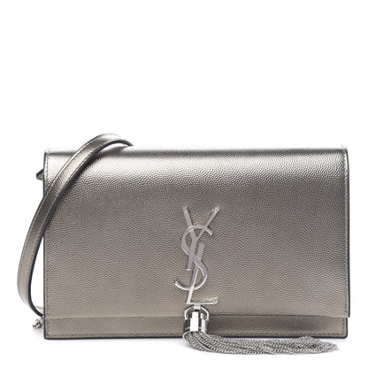 Saint Laurent Grain De Poudre Classic Monogram Kate Tassel Chain Wallet Piombo 1 of 9