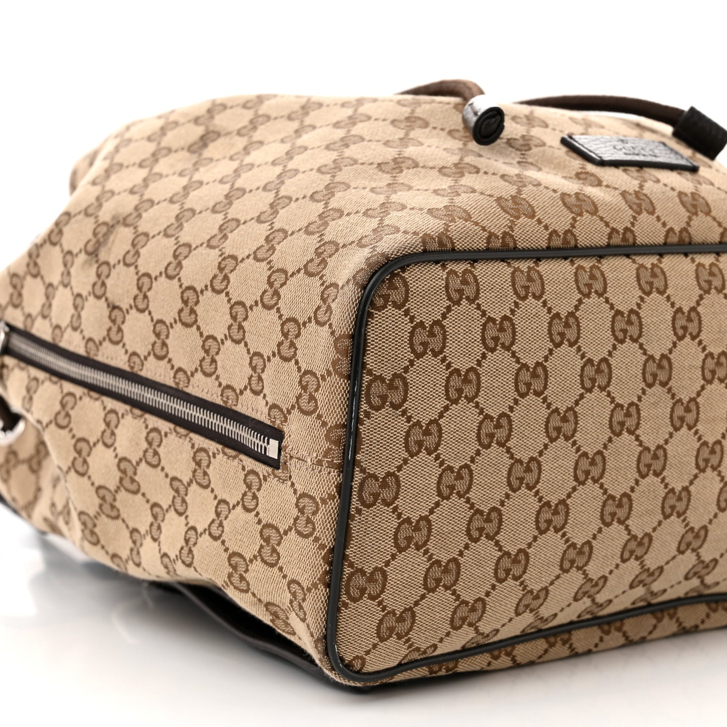 Monogram Dollar Calfskin O Drawstring Backpack Beige Ebony Testa di Moro Dark Chocolate
