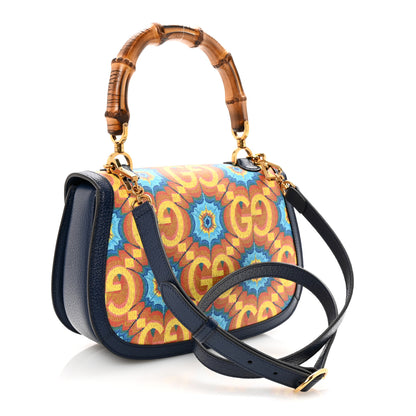 Gucci Calfskin Kaleidoscope Medium Bamboo 1947 Top Handle Bag Blue Orange Multicolor Blue Agata 3 of 9