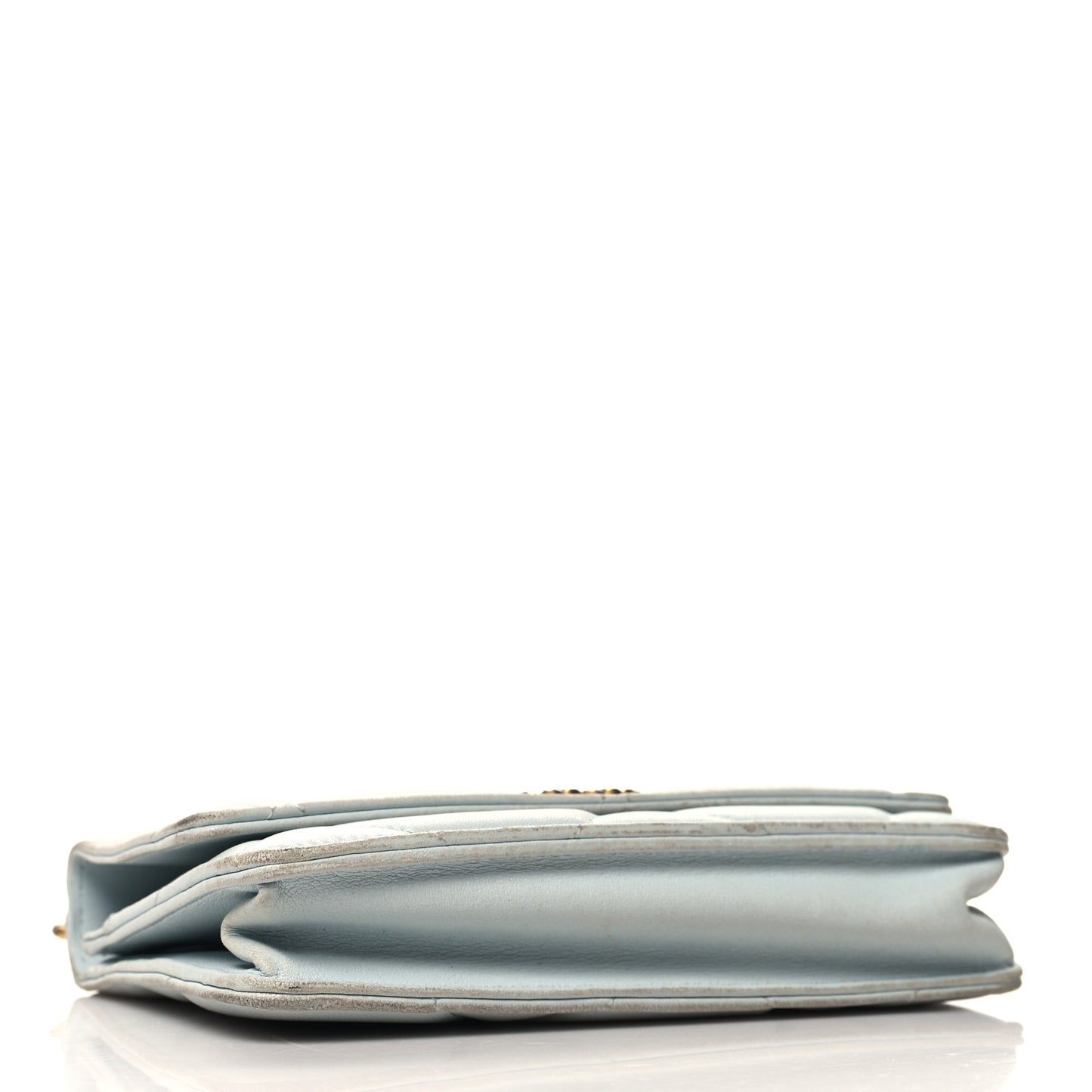 Lambskin Quilted Chanel 19 Wallet On Chain WOC Light Blue