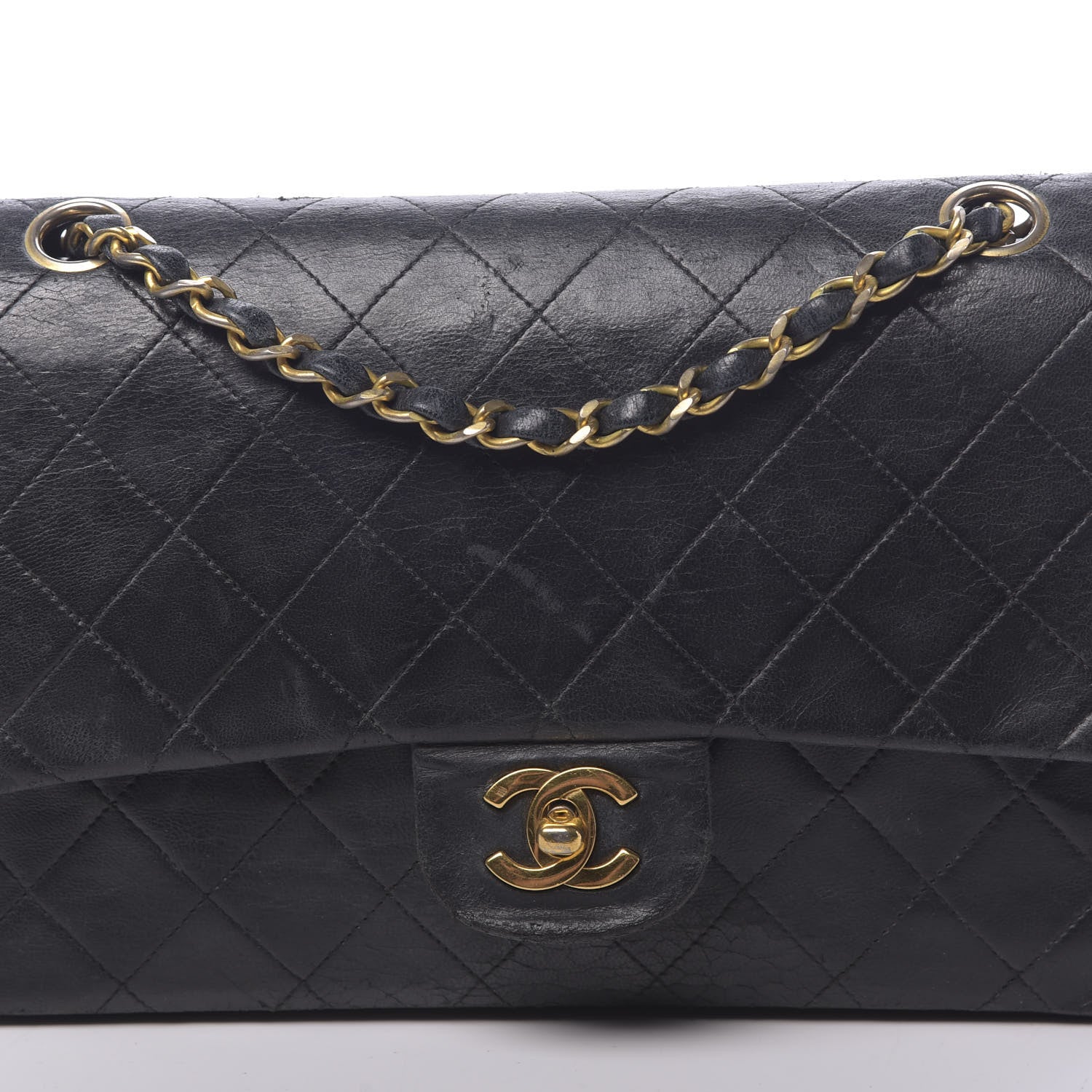 Chanel Lambskin Quilted Medium Double Flap Black 15 of 17