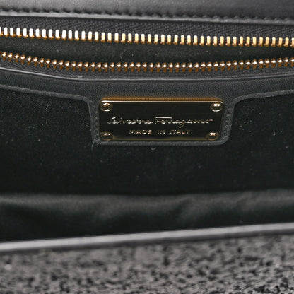 Salvatore Ferragamo Calfskin Sequins Ginny Bow Crossbody Bag Black 6 of 10