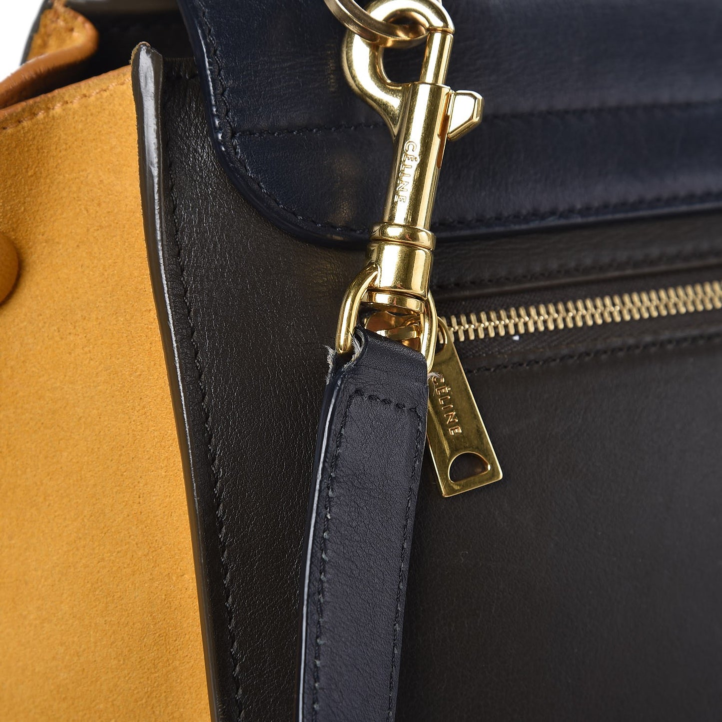 Smooth Calfskin Suede Medium Tri-Color Trapeze Mustard