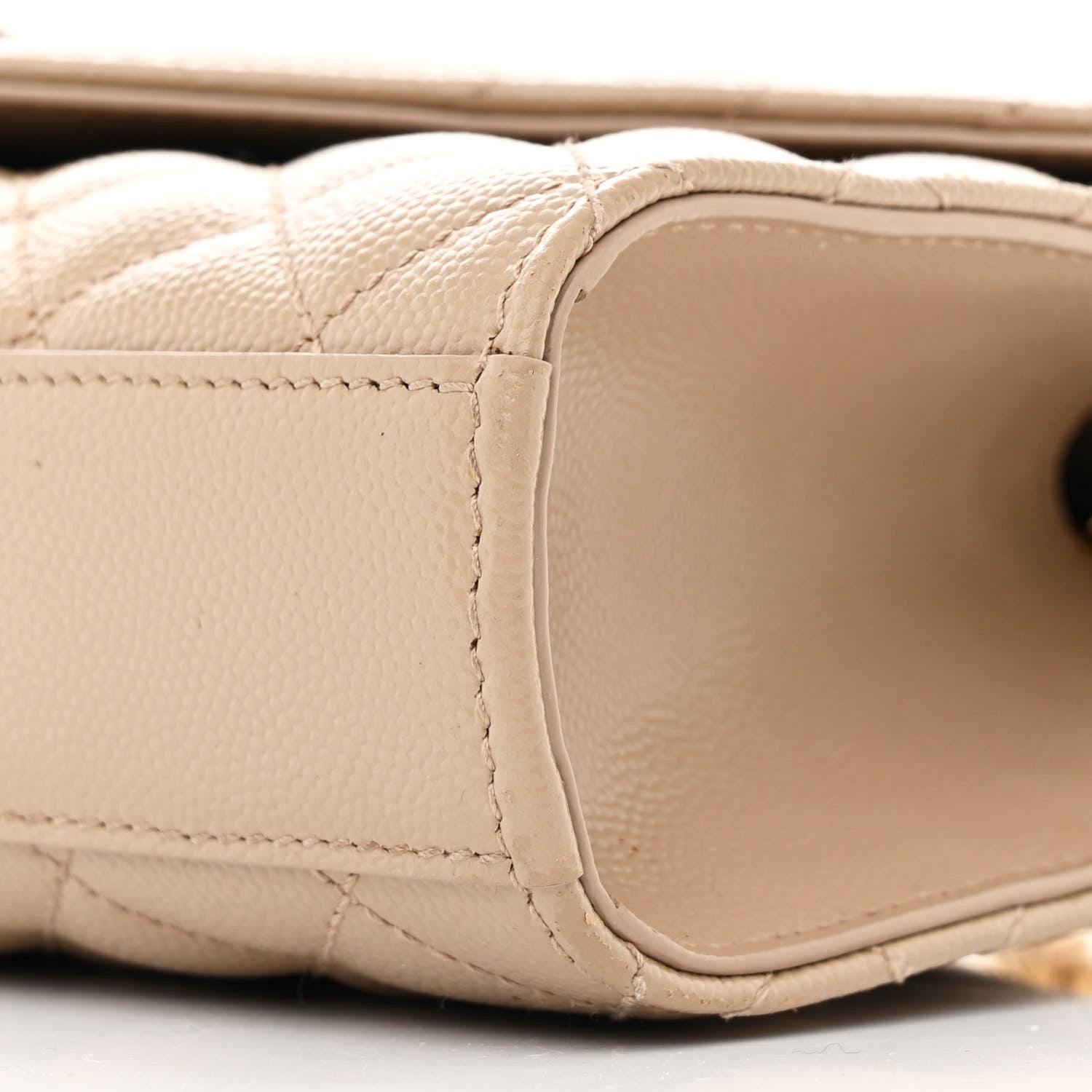 Saint Laurent Grain De Poudre Textured Mixed Matelasse Triquilt Small Monogram Satchel Dark Beige 10 of 11