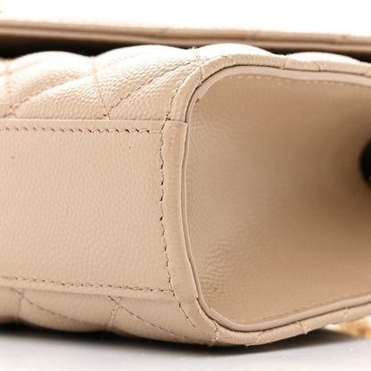 Saint Laurent Grain De Poudre Textured Mixed Matelasse Triquilt Small Monogram Satchel Dark Beige 10 of 11
