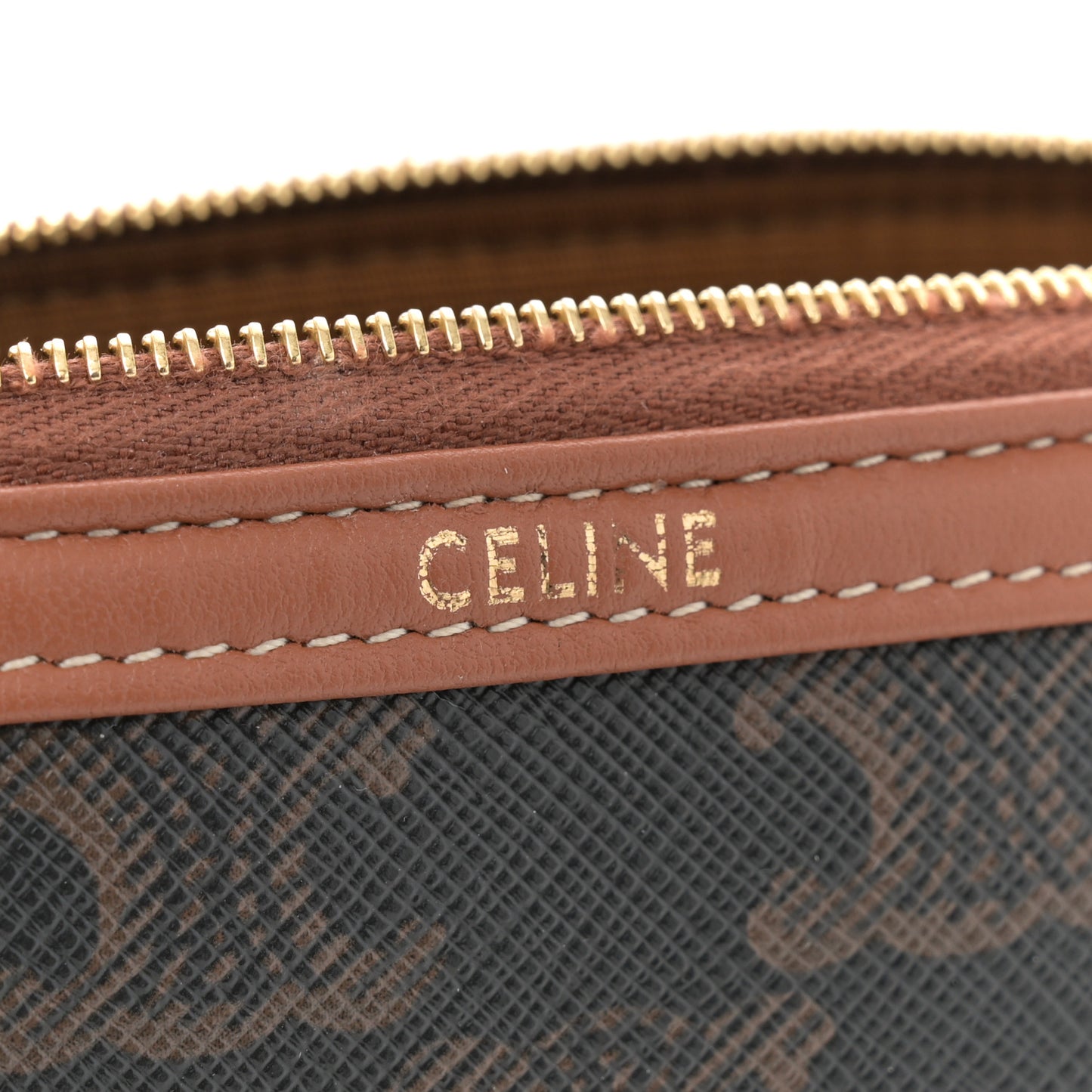Triomphe Canvas Lambskin Clutch On Chain Tan