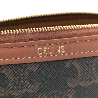 Celine Triomphe Canvas Lambskin Clutch On Chain Tan 6 of 12