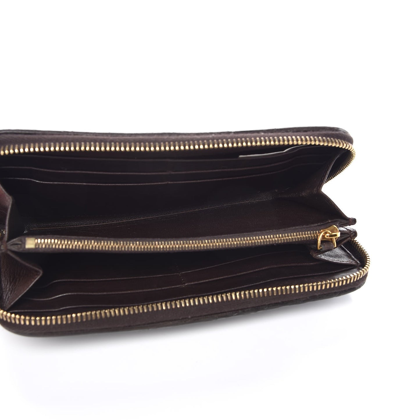 Nappa Intrecciato Zip Around Wallet Ebano