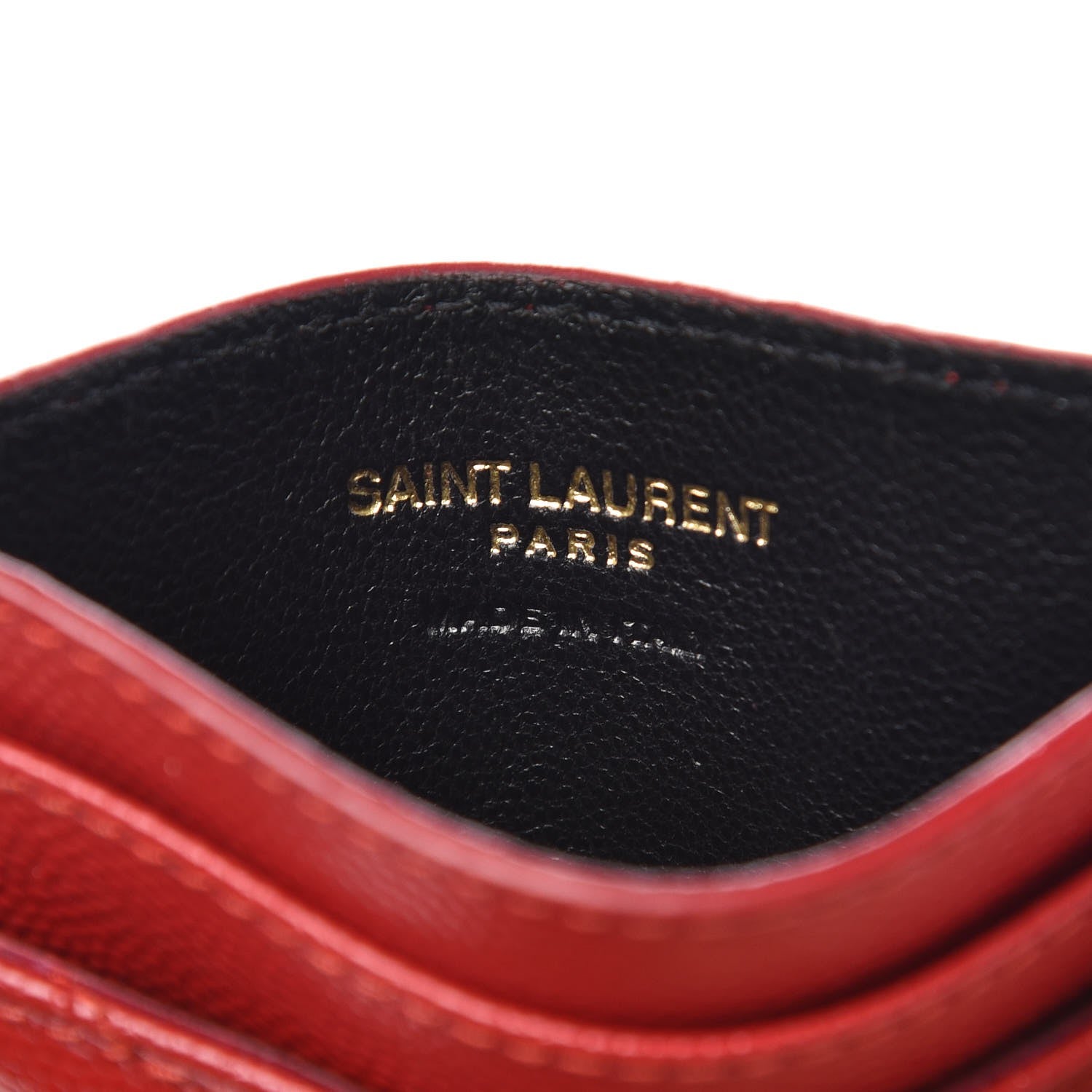 Saint Laurent Grain De Poudre Matelasse Chevron Monogram Credit Card Case New Red 6 of 8