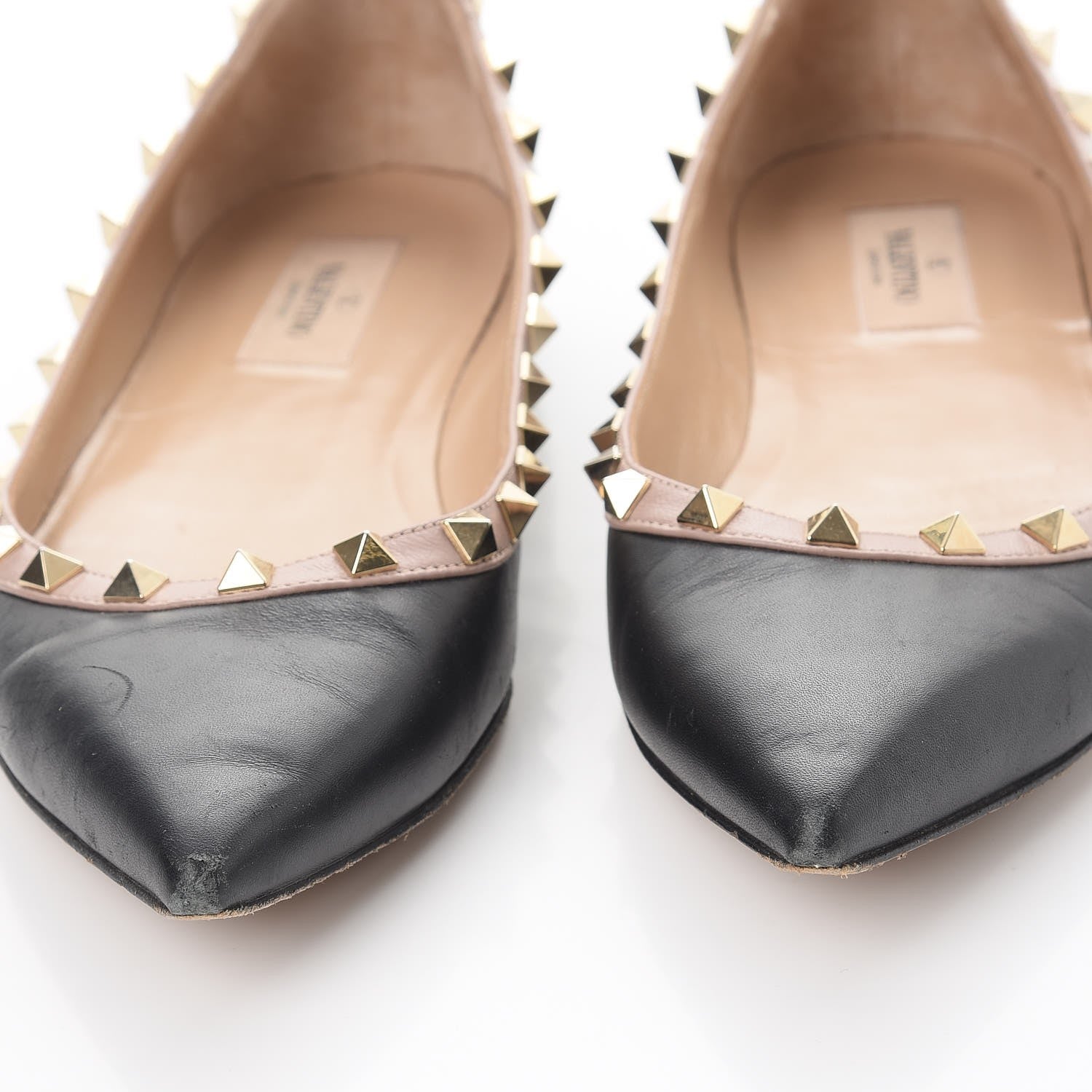 Valentino Garavani Calfskin Nappa Rockstud Flats 39 Black Poudre 11 of 12