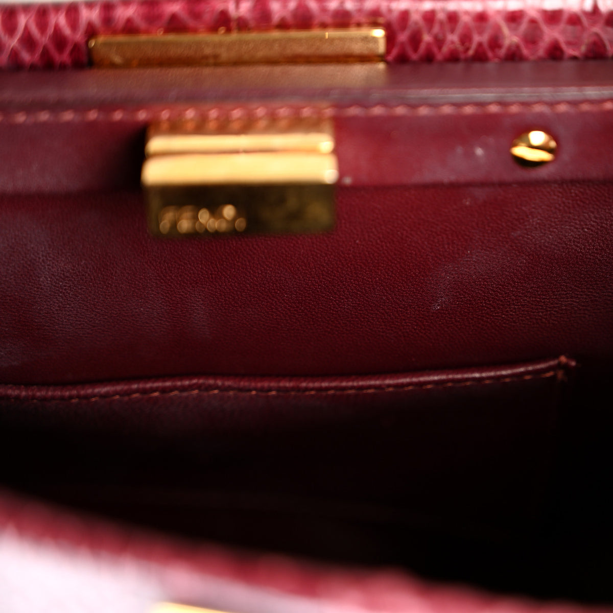 Fendi Snakeskin Shiny Nappa Mini Peekaboo Iconic Satchel Red 11 of 12