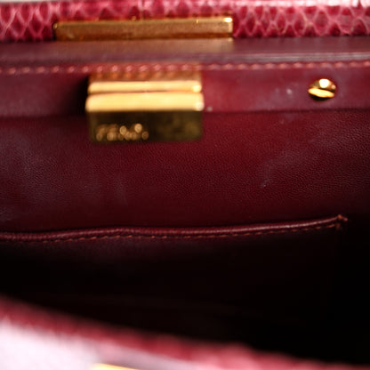 Fendi Snakeskin Shiny Nappa Mini Peekaboo Iconic Satchel Red 11 of 12