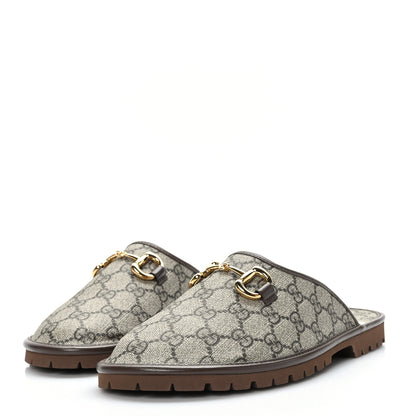 Gucci GG Supreme Monogram Granada Kid Mens Horsebit Lug Sole Mules 5.5 Beige Ebony New Acero 3 of 9
