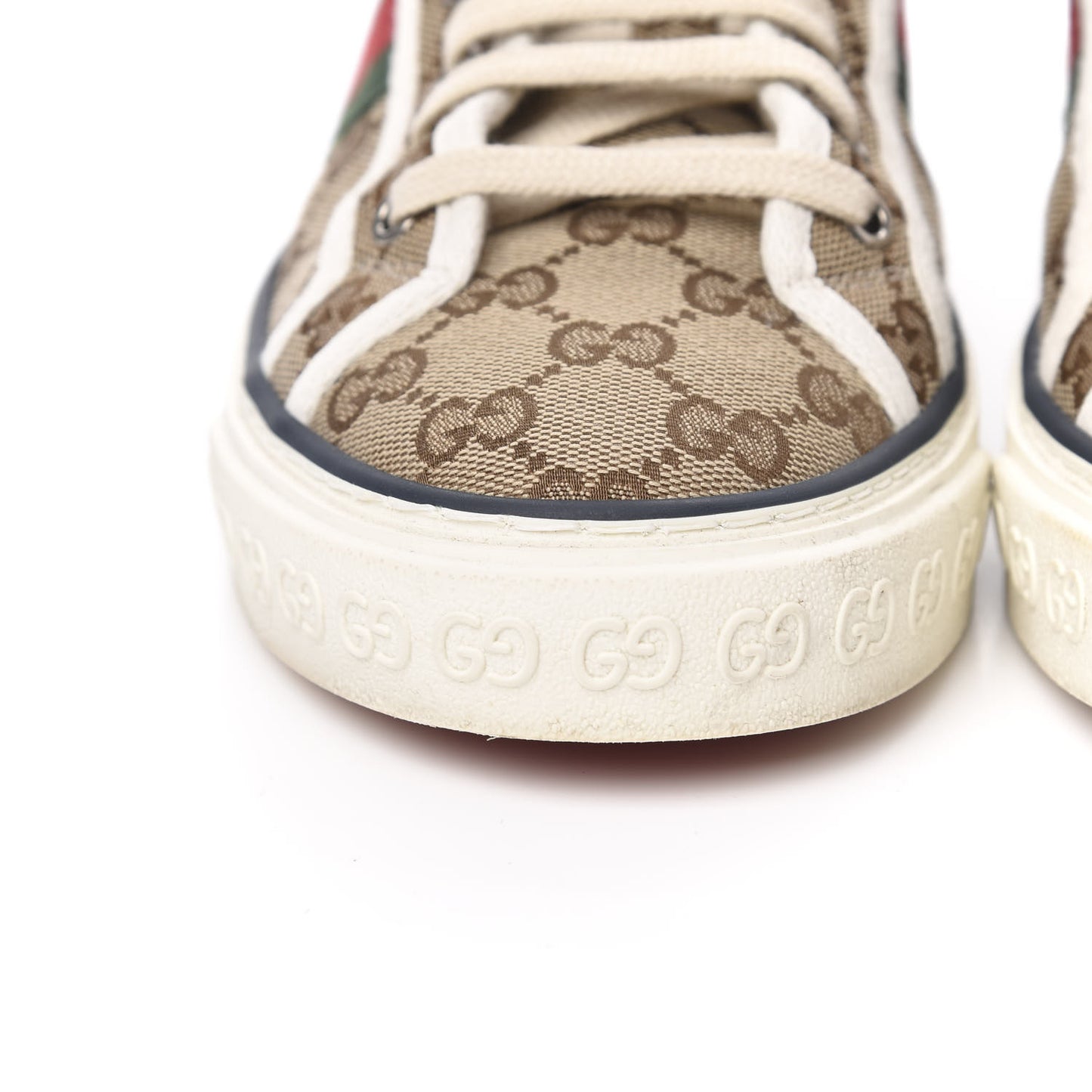 GG Monogram Web Womens 1977 Tennis Sneakers 39 Beige Ebony Mystic White