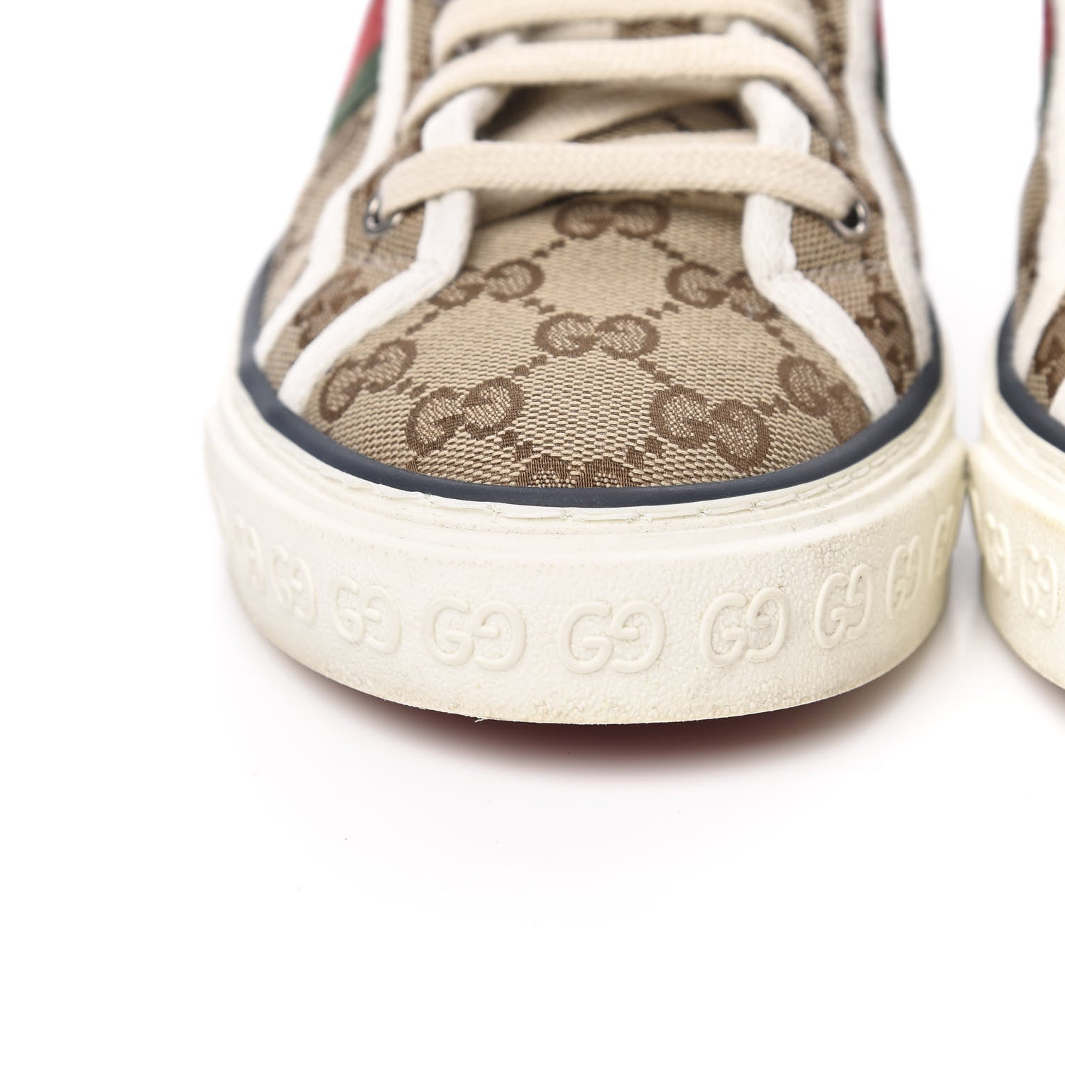 Gucci GG Monogram Web Womens 1977 Tennis Sneakers 39 Beige Ebony Mystic White 8 of 11