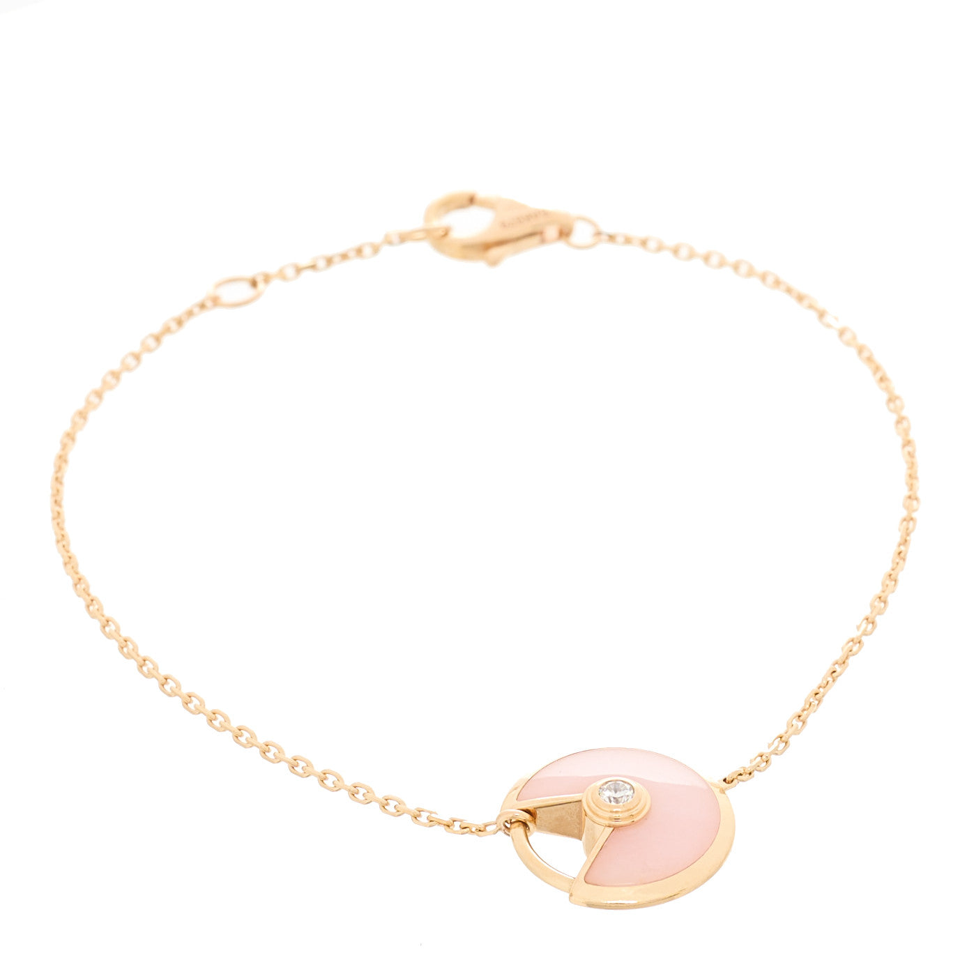 18K Pink Gold Diamond Pink Opal Amulette de Cartier Bracelet