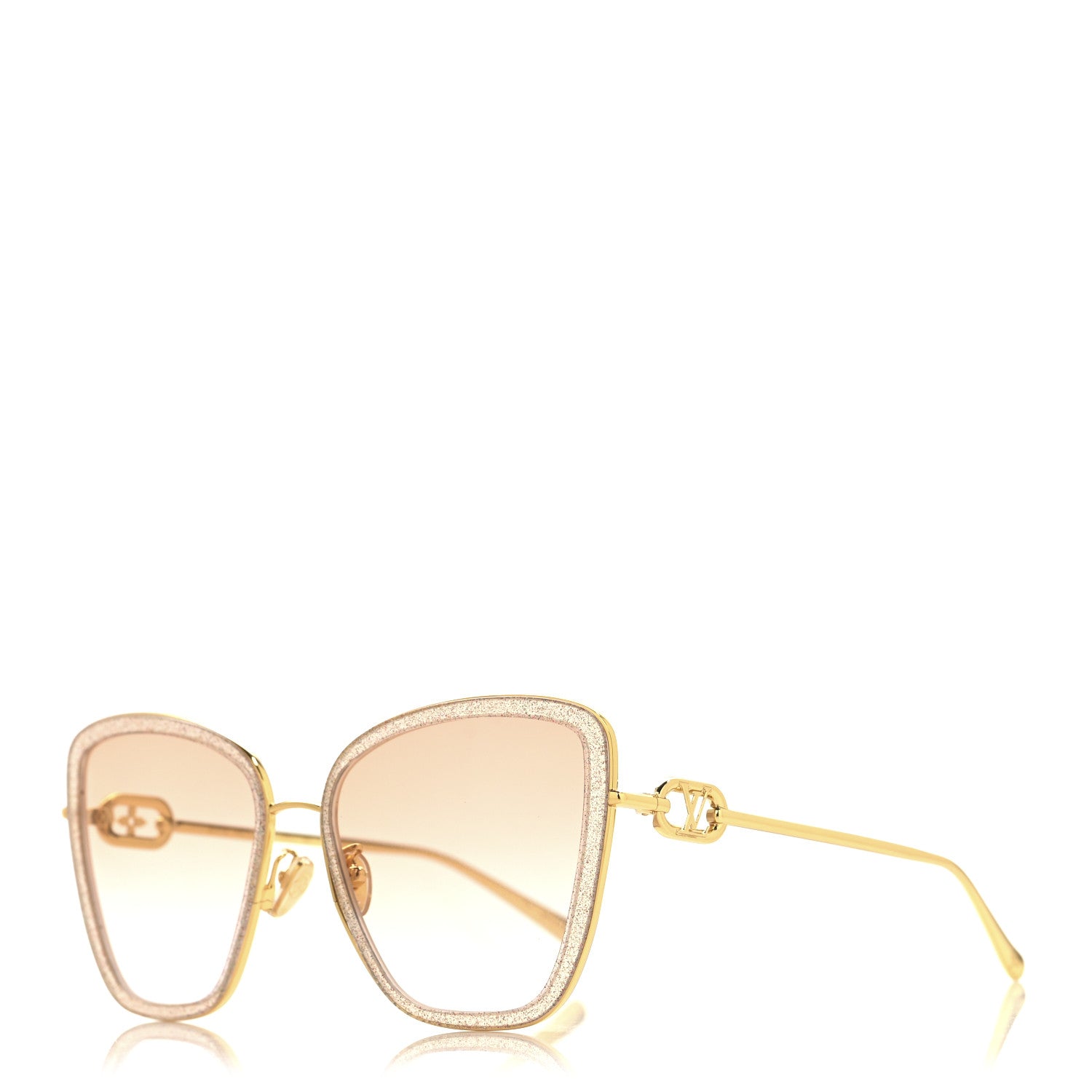 Louis Vuitton Metal LV Link One Cat Eye Sunglasses Z1771E Pink Glitter 1 of 7