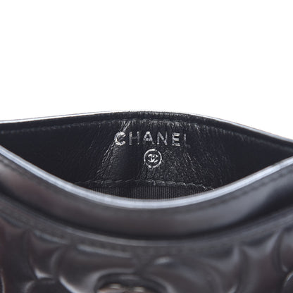 Chanel Lambskin Camellia Embossed Card Holder So Black 6 of 10