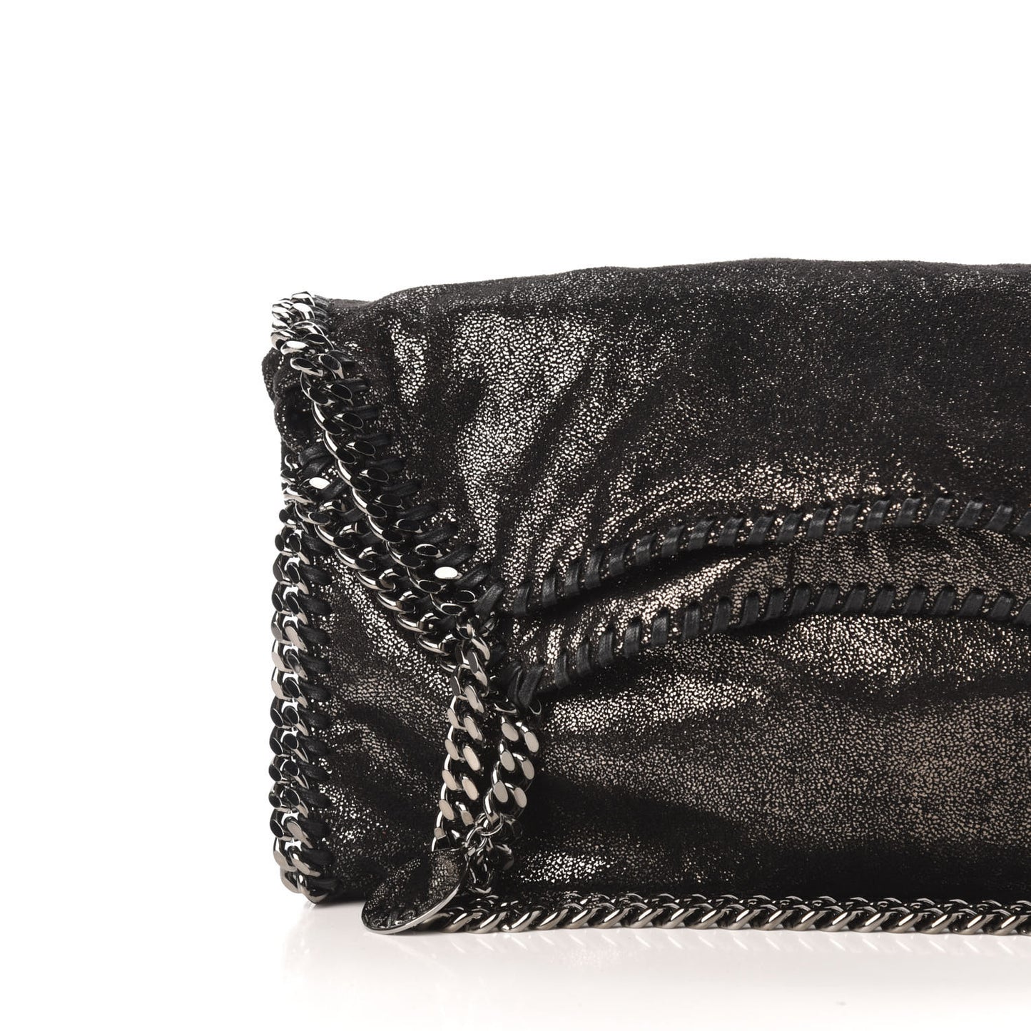 Metallic Shaggy Deer Small Falabella Tote Black