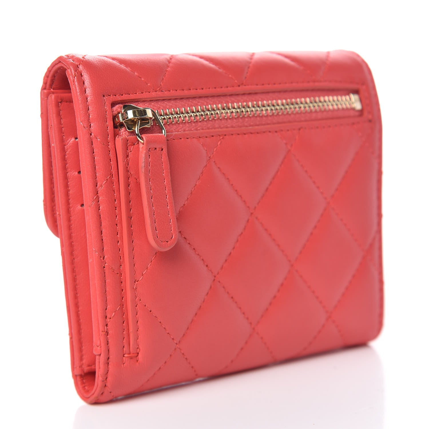 Chanel Lambskin Quilted Small Compact Wallet Red 3 of 10