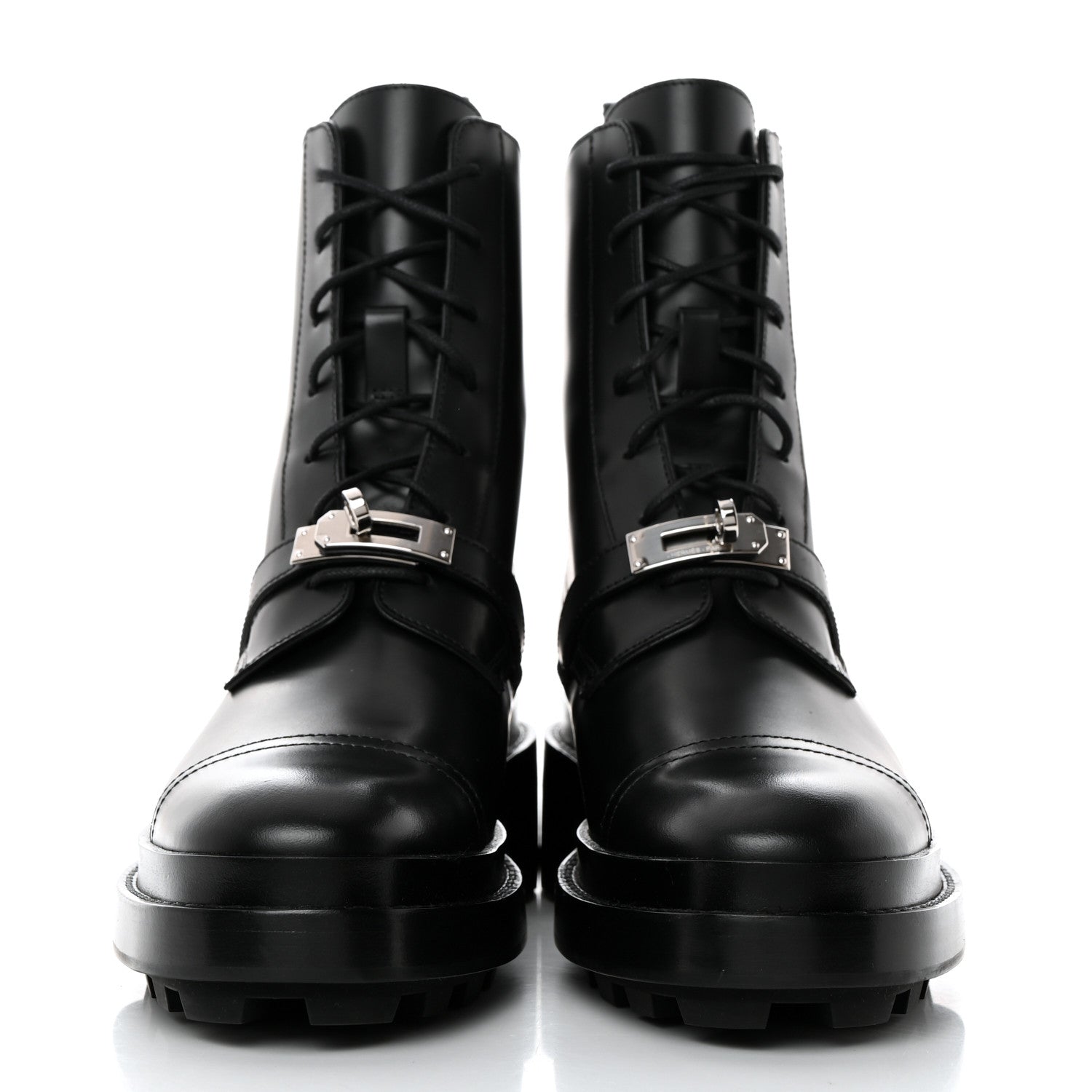 Hermes Glossed Calfskin Funk Ankle Boots 37 Black 2 of 9