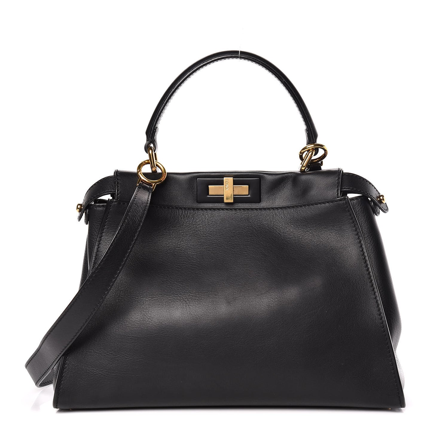 Vitello Seta Shiny Nappa Medium Peekaboo Iconic Satchel Black