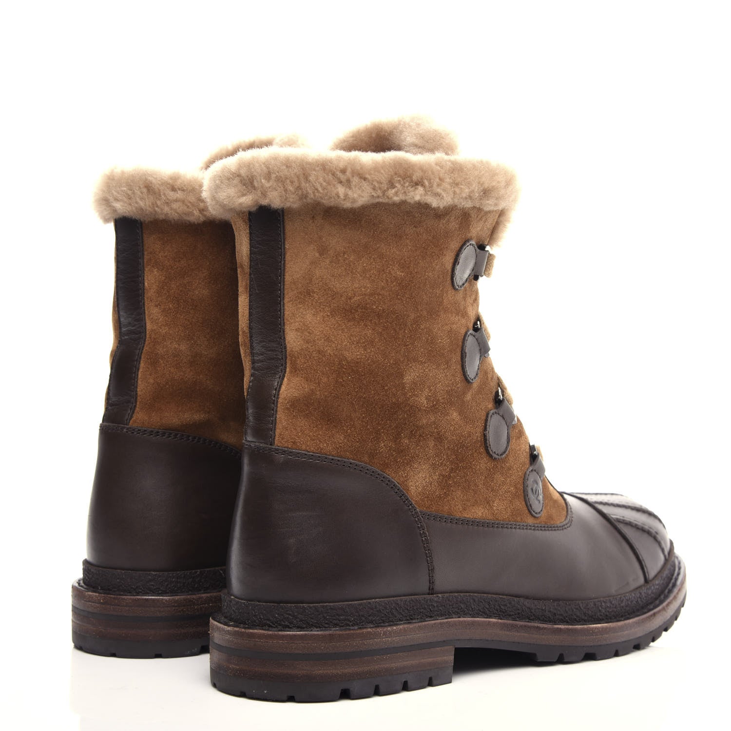 Chanel Suede Calfskin Lace Up Boots 40.5 Light Brown 4 of 9