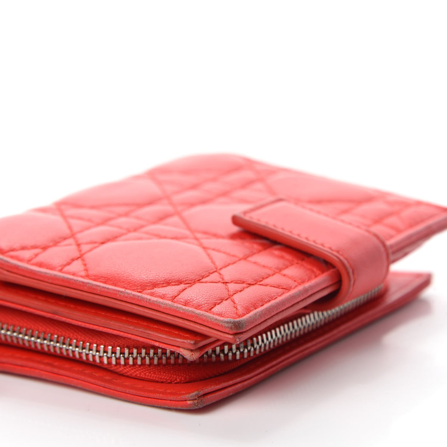 Christian Dior Lambskin Cannage Lady Dior Card Holder Red 9 of 12
