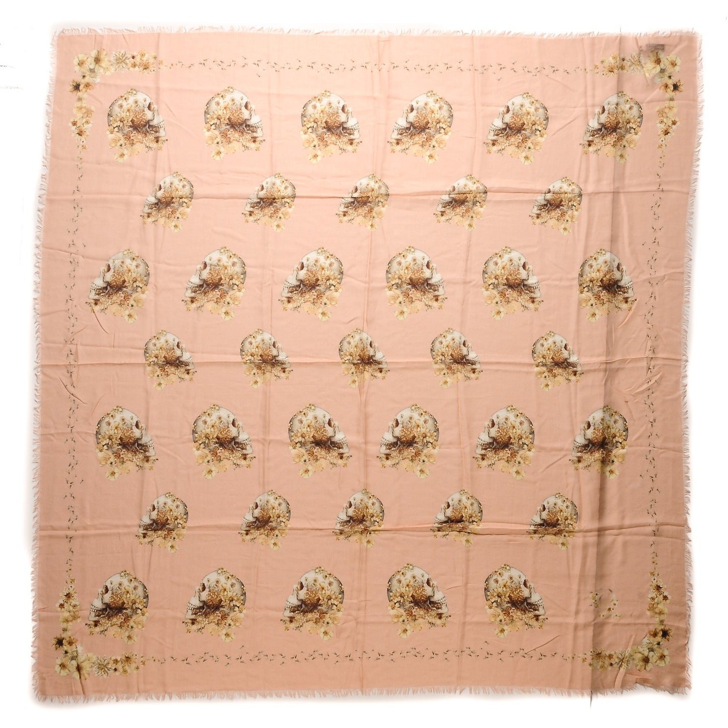 Modal Silk Flower Skull Scarf Peach