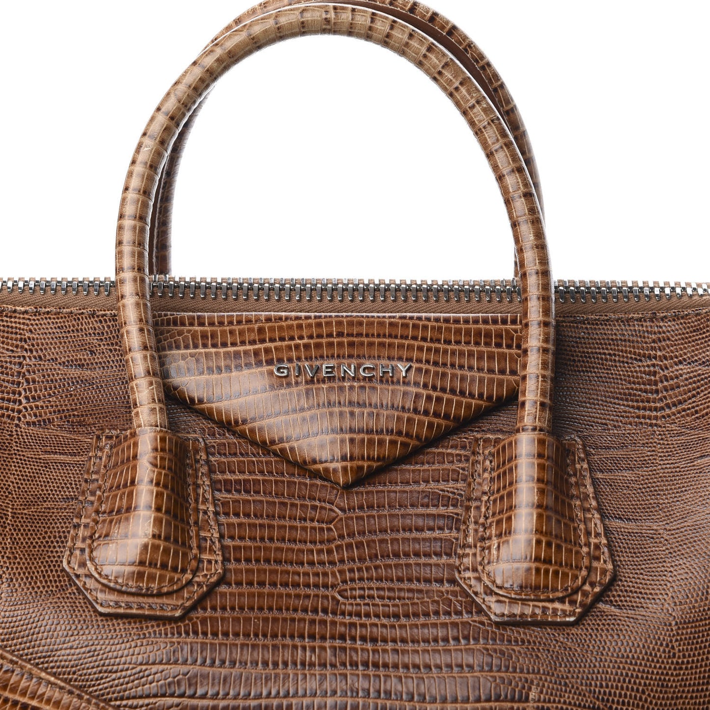 Calfskin Lizard Embossed Medium Antigona Brown