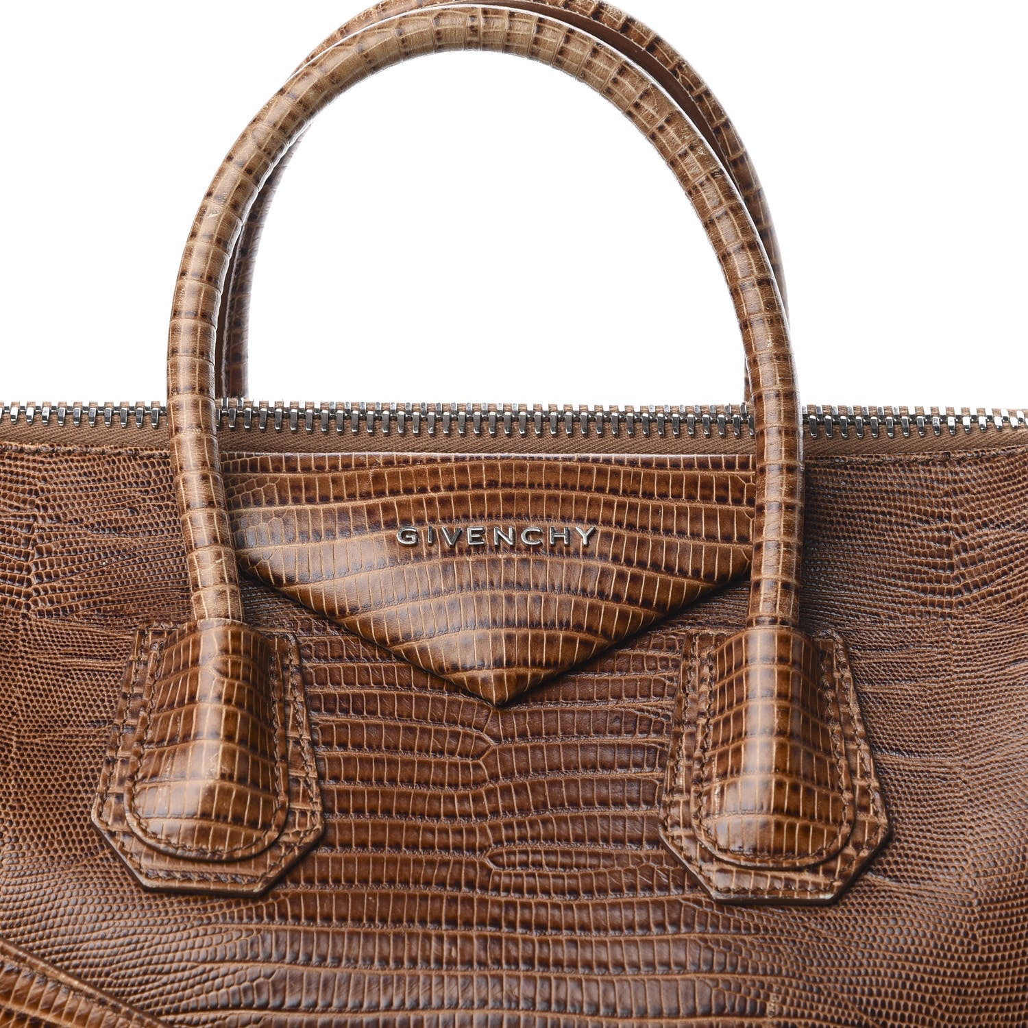 Givenchy Calfskin Lizard Embossed Medium Antigona Brown 17 of 17