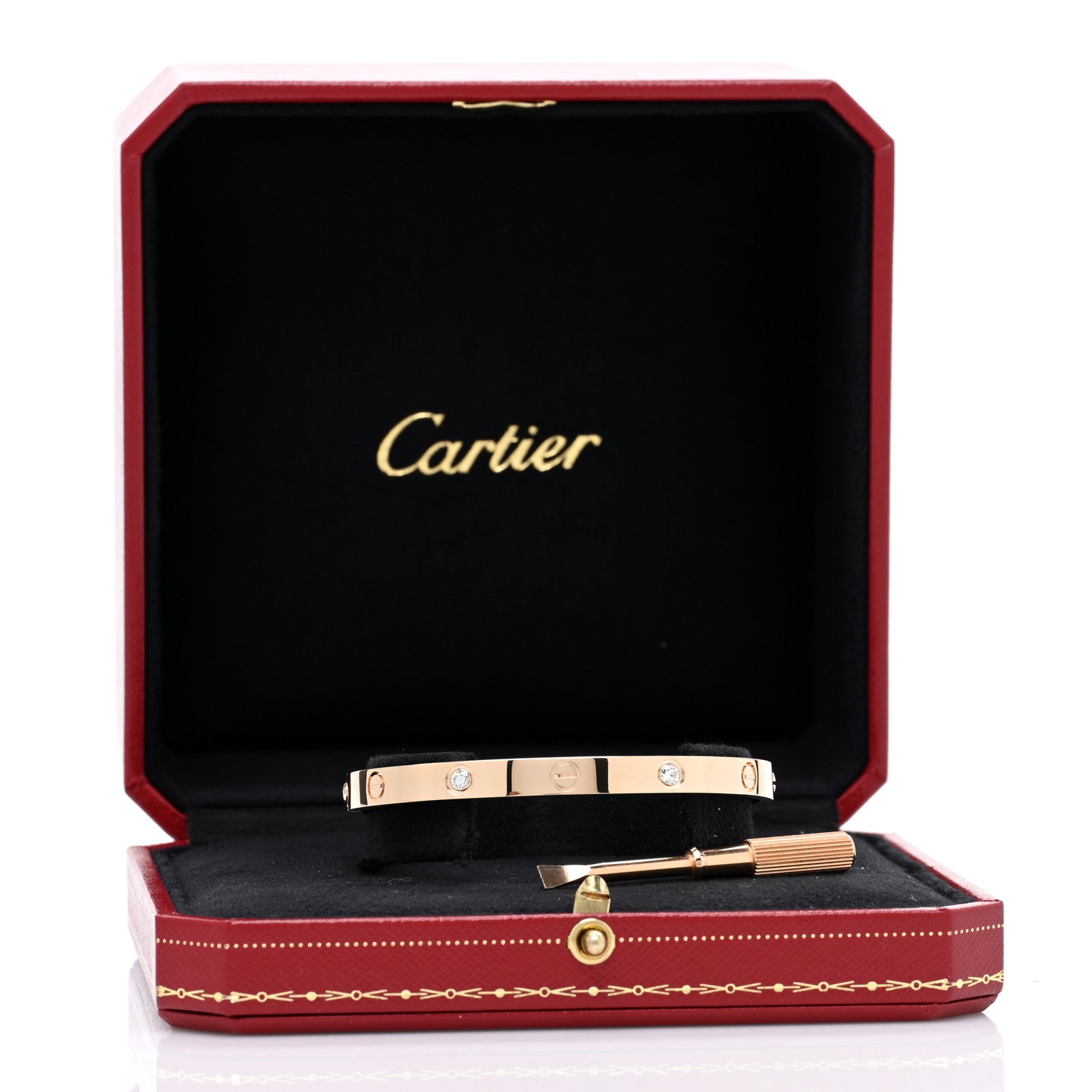 Cartier 18K Pink Gold 4 Diamond LOVE Bracelet 18 8 of 8