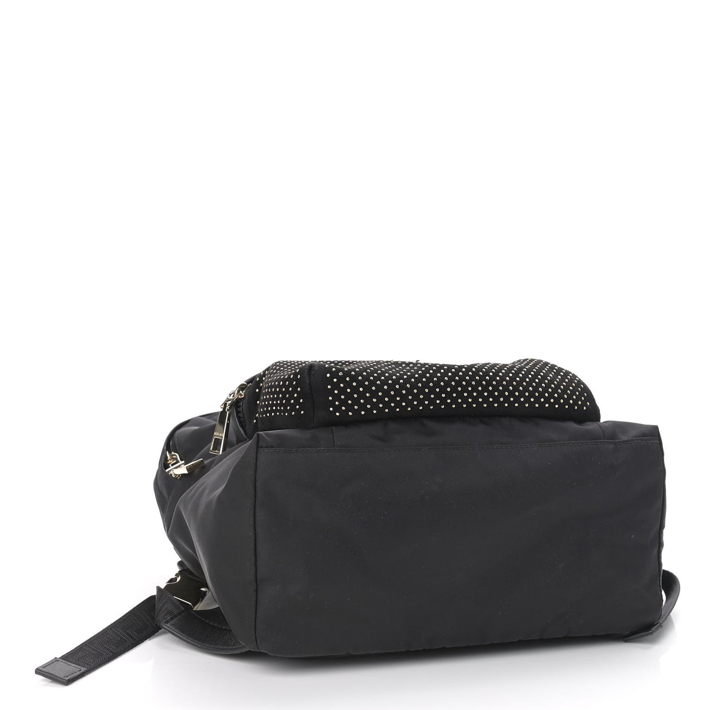 Nylon Goatskin Studded Palazzo Medusa Backpack Black