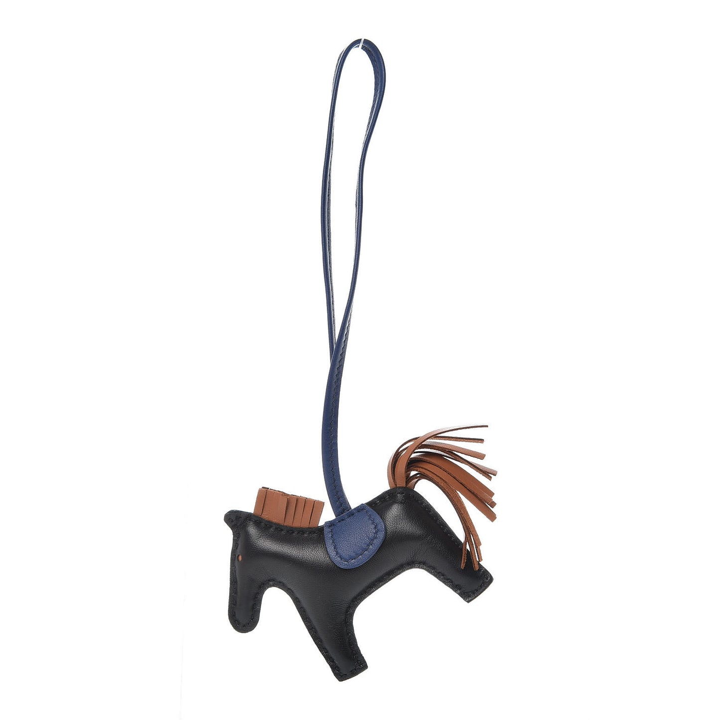 Milo Lambskin Grigri Rodeo Horse Bag Charm PM Black Bleu Saphir Gold