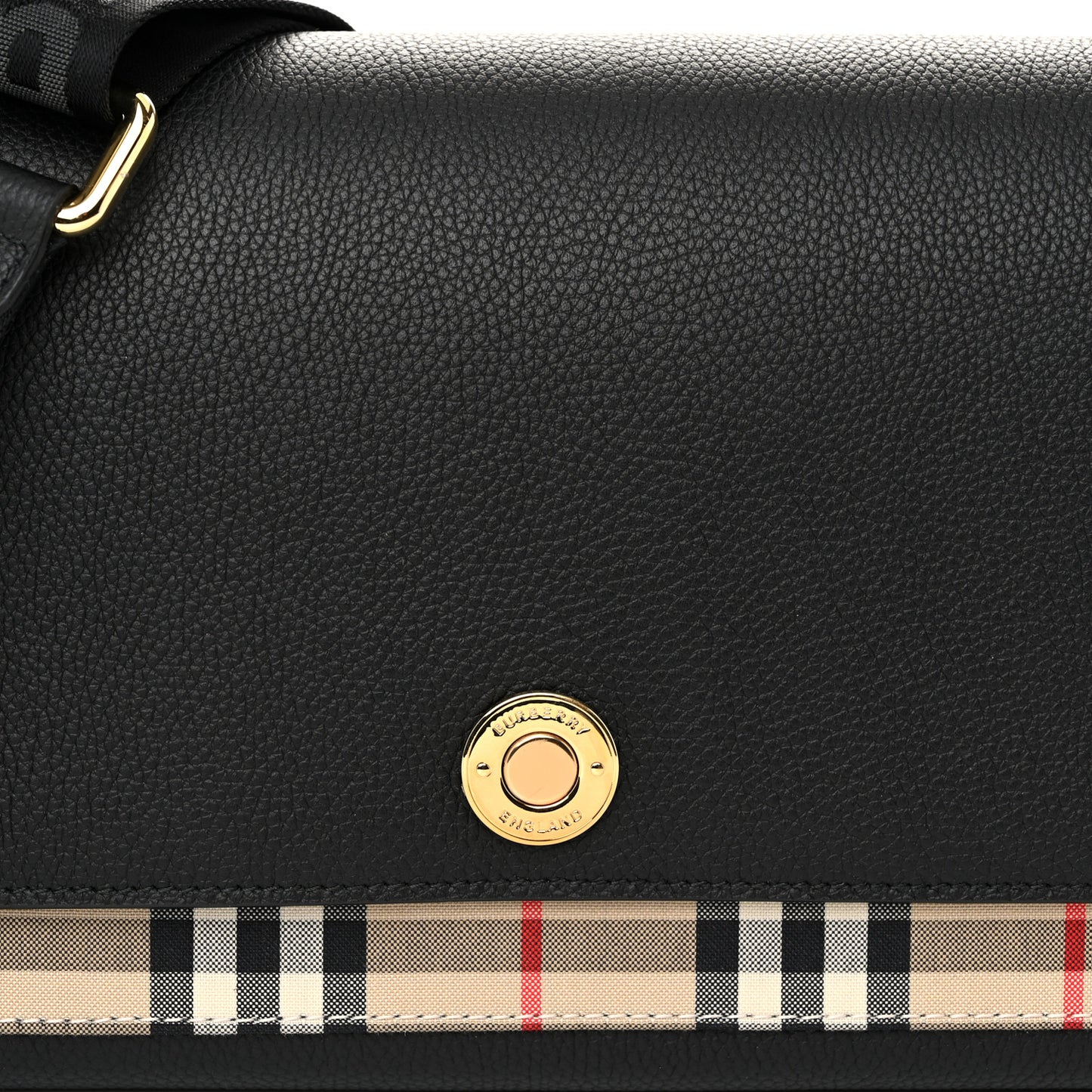 Grainy Calfskin Vintage Check Note Crossbody Bag Black
