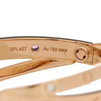 Cartier 18K Pink Gold Diamond Pink Sapphire Double LOVE Bracelet 16 7 of 8