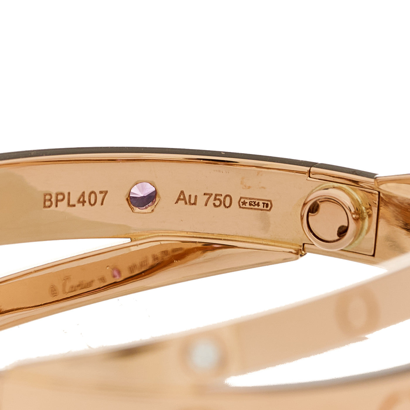 Cartier 18K Pink Gold Diamond Pink Sapphire Double LOVE Bracelet 16 7 of 8