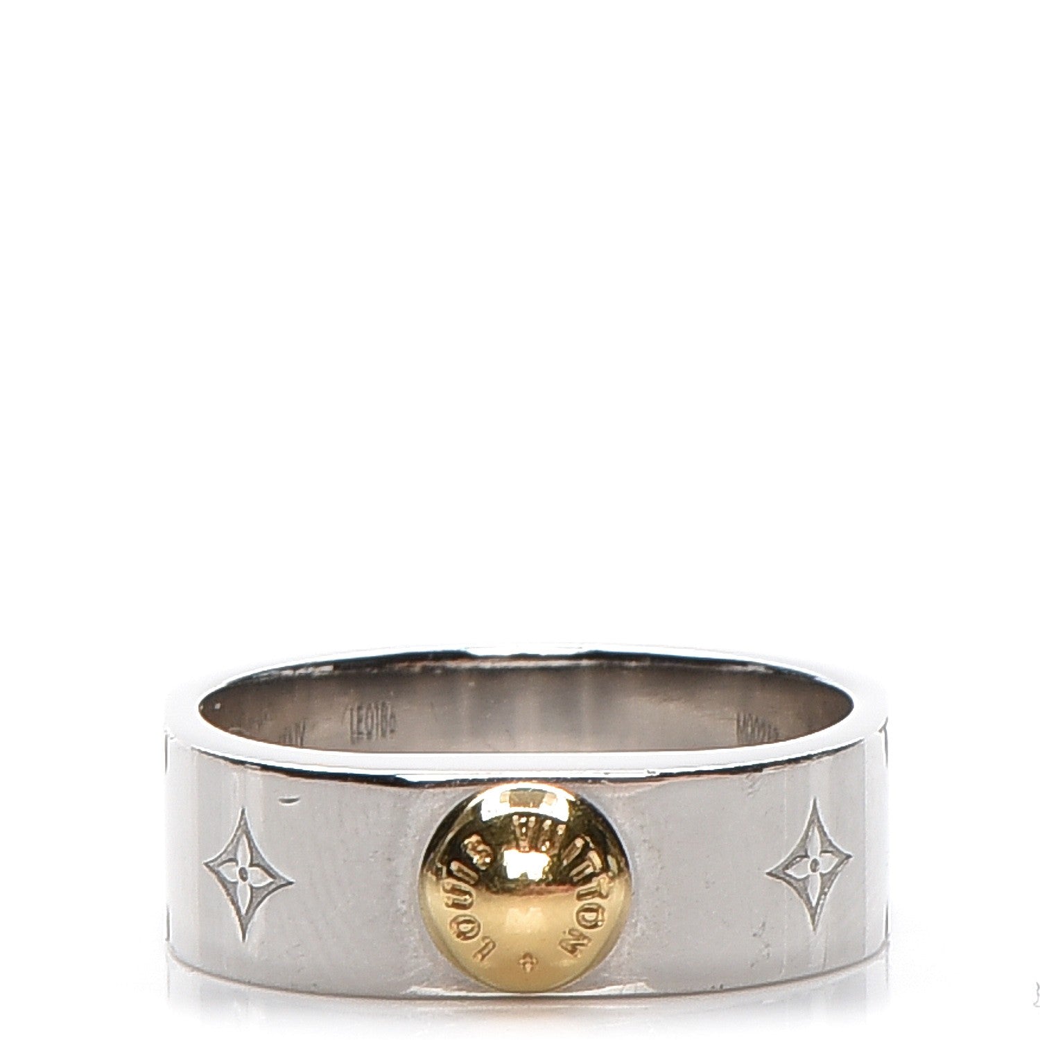 Louis Vuitton Brass Monogram Engraved Nanogram Ring M Palladium 1 of 9