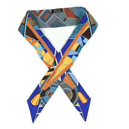 Hermes Silk L'Art Indien Des Plaines Twilly Bleu 1 of 3