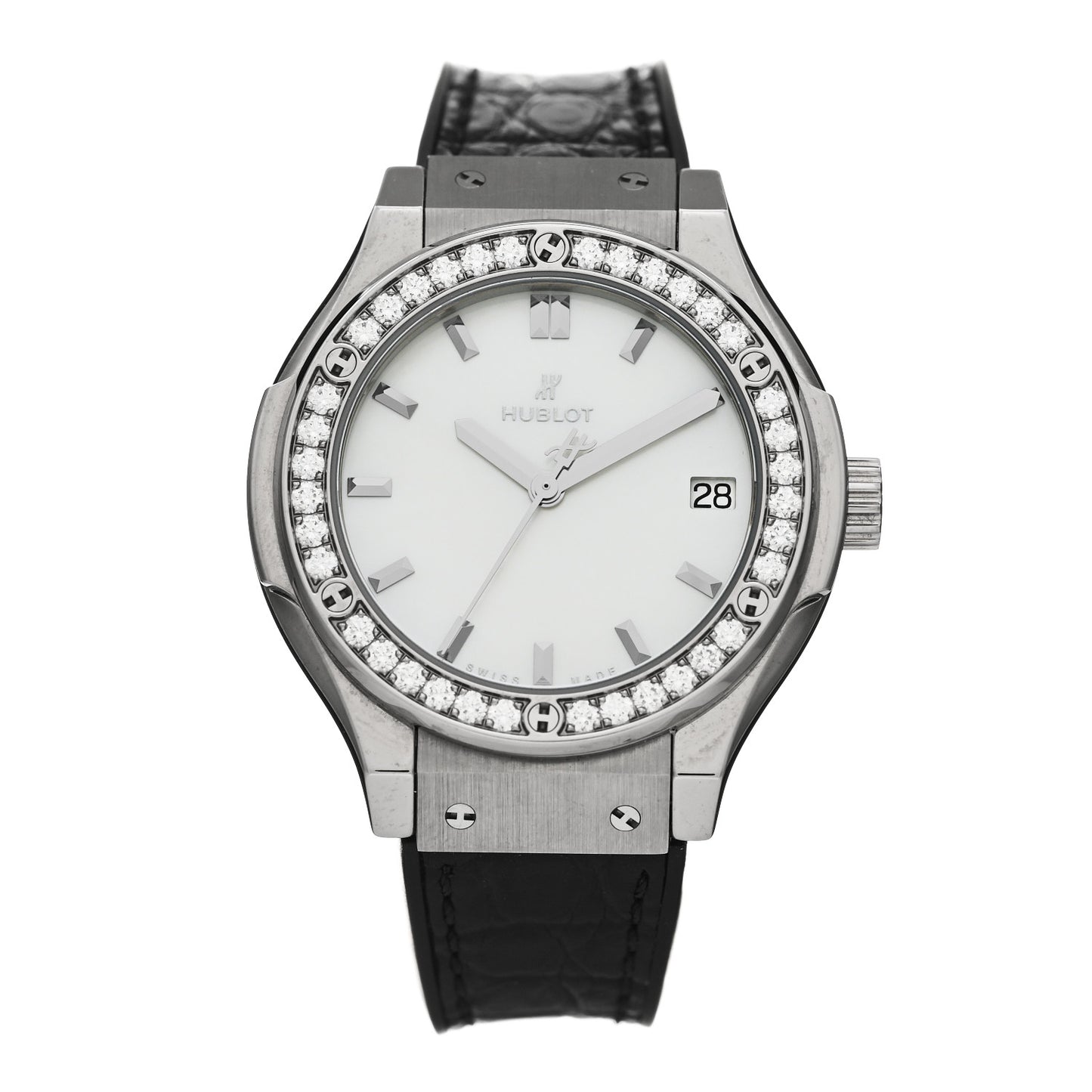 Titanium Alligator Diamond Bezel 33mm Classic Fusion Quartz Watch 581.NE.6070.LR.1204