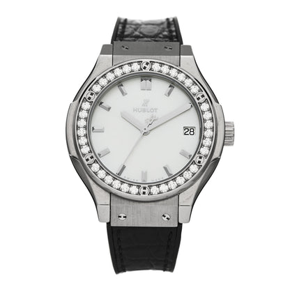 Hublot Titanium Alligator Diamond Bezel 33mm Classic Fusion Quartz Watch 581.NE.6070.LR.1204 1 of 5