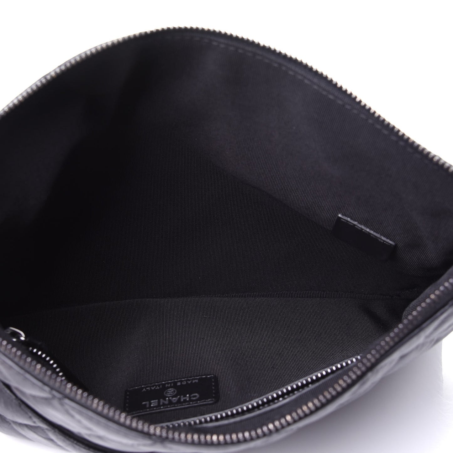 Aged Calfskin Quilted Medium Tassel Cosmetic Case Black