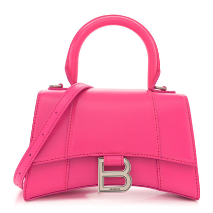 Balenciaga Shiny Box Calfskin Hourglass Top Handle Bag XS Acid Fuchsia 1 of 10