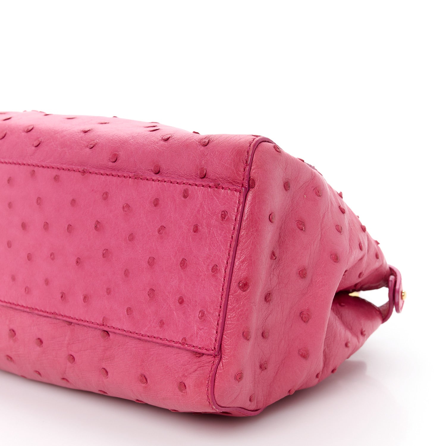 Fendi Ostrich Shiny Nappa Mini Peekaboo Iconic Satchel Fuchsia