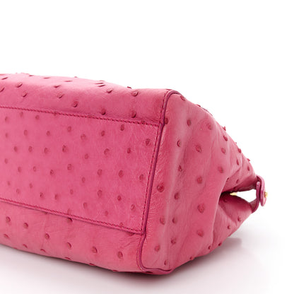 Fendi Ostrich Shiny Nappa Mini Peekaboo Iconic Satchel Fuchsia 11 of 11