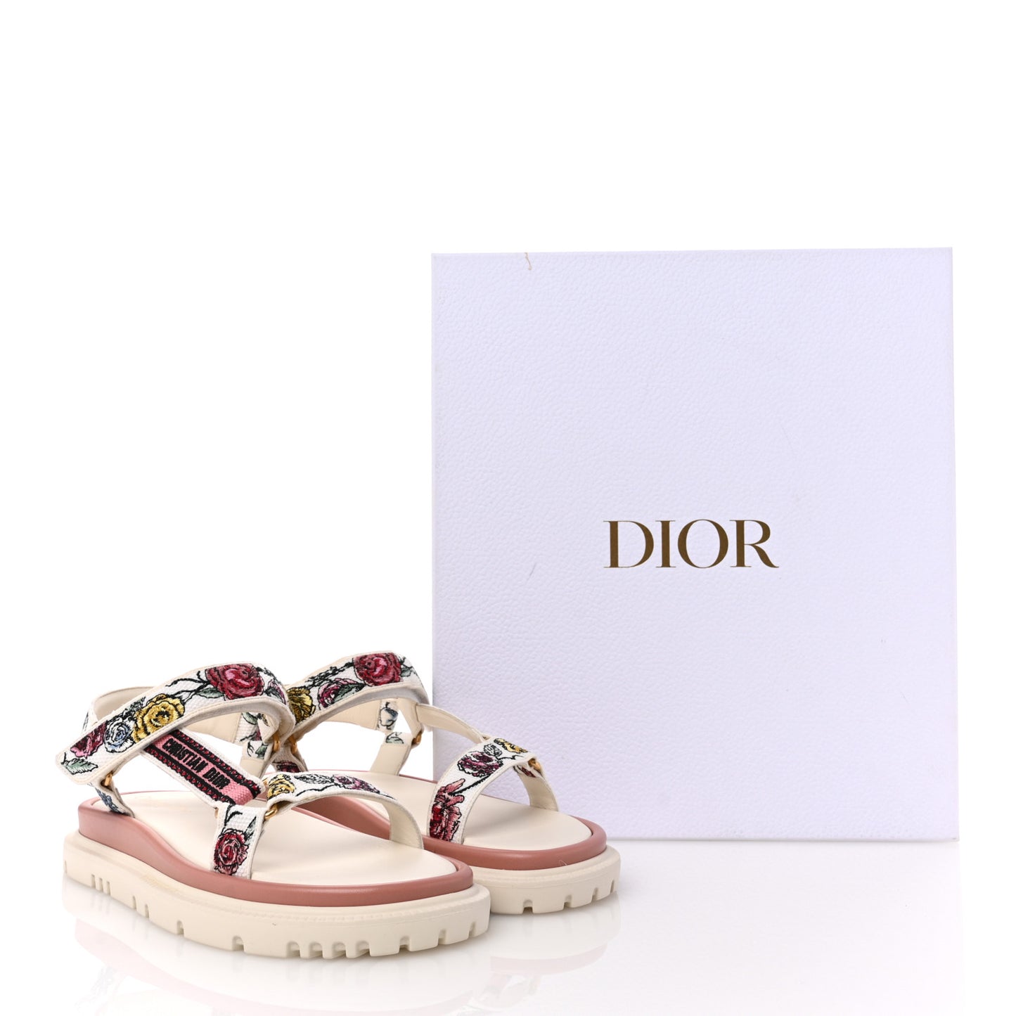Canvas Embroidered Florilegio 10mm D-Wave Sandals 40 White Multicolor